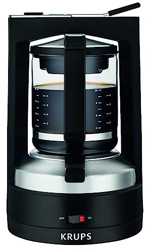 Krups Filterkaffeemaschine T8, 850 Watt, automatische Abschaltung, 8-12 Tassen, 1L Fassungsvermögen, permanenter Filter, beleuchteter Ein-/ Ausschalter, benutzerfreundlich, schwarz, KM4689 im Sale